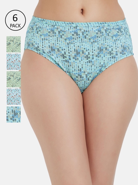 

Fruit of the loom Women Pack of 6 Printed Hipster Briefs FHPP01-3P-LA1P1, Blue