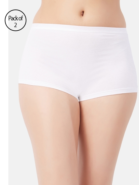 

Fruit of the loom Women Pack Of 2 White Solid Boy Shorts FBYS03-A1S2
