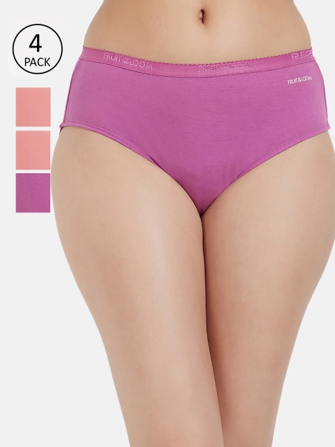 

Fruit of the loom Women Pack of 4 Solid Hipster Briefs FHPS02-2P-LA1S7, Purple