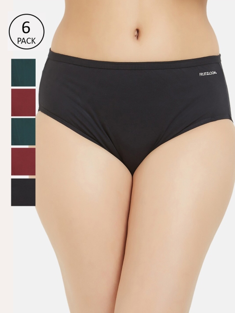 

Fruit of the loom Women Pack of 6 Solid Hipster Briefs FHPS01-3P-DA1S4, Maroon