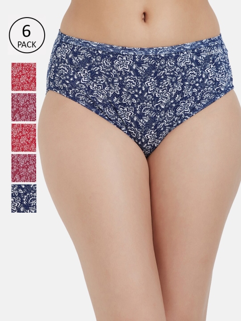 

Fruit of the loom Women Pack of 6 Printed Hipster Briefs FHPP01-3P-DA1P2, Blue