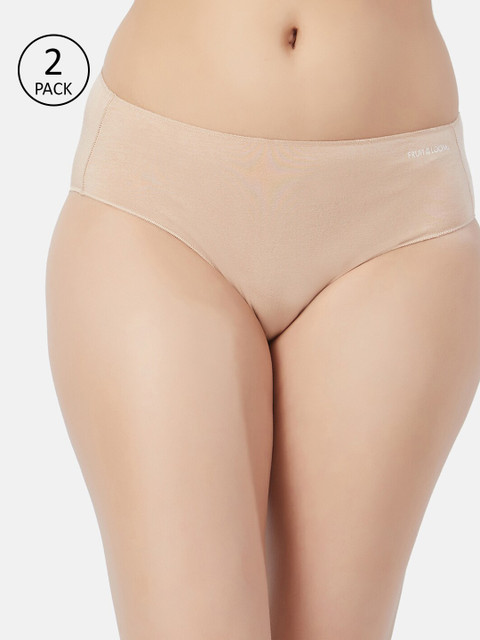 

Fruit of the loom Women Pack Of 2 Beige Solid Bikini Briefs FBKS04-A1S2