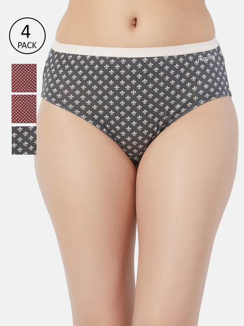 

Fruit of the loom Women Pack of 4 Printed Hipster Briefs FHPP02-2P-DA1P2, Maroon