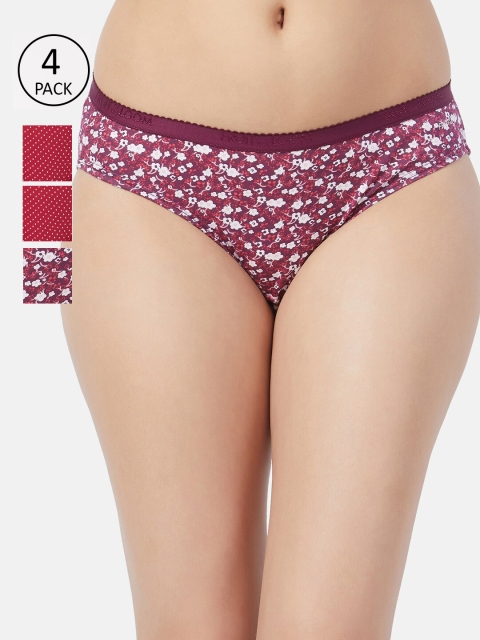 

Fruit of the loom Women Pack of 4 Printed Bikini Briefs FBKP02-2P-DA1P1, Red