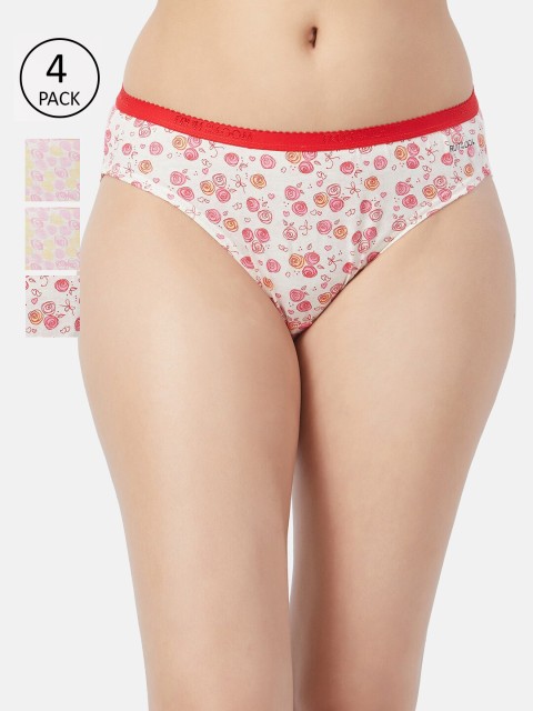 

Fruit of the loom Women Pack of 4 Printed Bikini Briefs FBKP02-2P-LA1P5, White