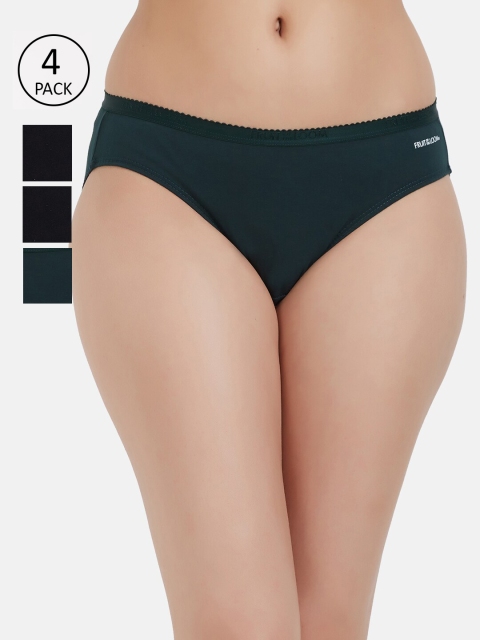 

Fruit of the loom Women Pack of 4 Solid Bikini Briefs FBKS02-2P-DA1S10, Black