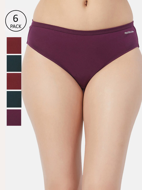 

Fruit of the loom Women Pack of 6 Low-Rise Intellifresh Hipster Briefs FBKS01-3P-DA2S9, Maroon