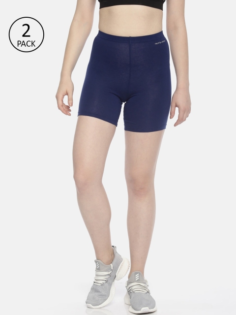 

Fruit of the loom Women Pack of 2 Solid High-Rise Flex Cycling Shorts, Navy blue