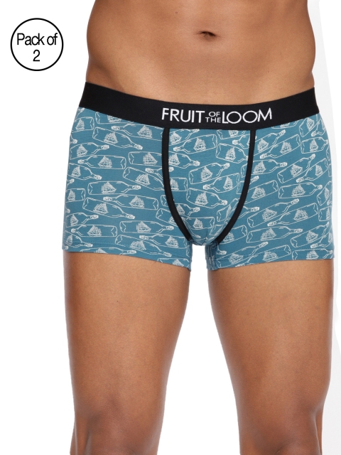 

Fruit of the loom Men Pack of 2 Blue Printed Trunks MTR14-A4P5