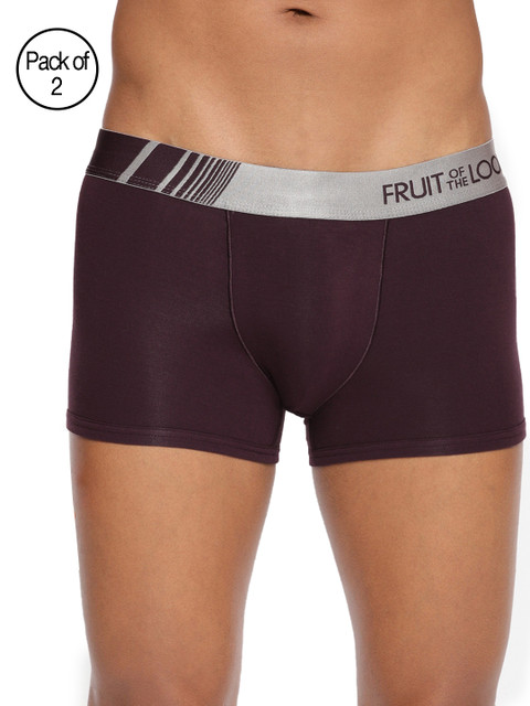 

Fruit of the loom Men Pack of 2 Burgundy Solid Trunks MTR10-A1S5