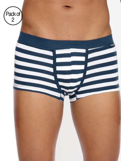 

Fruit of the loom Men Pack of 2 Navy Blue & White Striped Trunks MTR19-A1S2