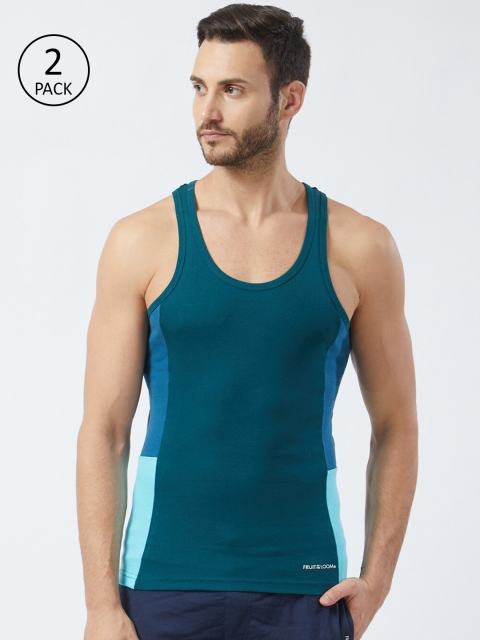 

Fruit of the loom Men Pack of 2 Intellifresh Innerwear Vests MFV02-A1S3, Teal