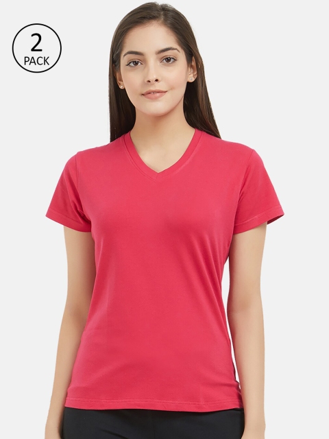 

Fruit of the loom Women Pack of 2 Solid Intellifresh Lounge T-Shirts, Pink