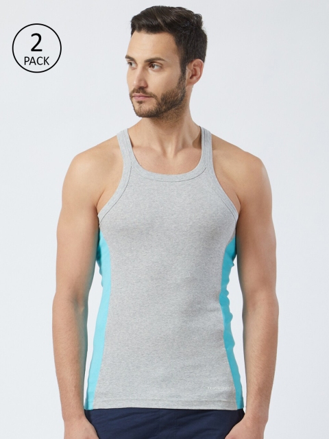

Fruit of the loom Men Pack of 2 Intellifresh Innerwear Vests MFV01-A1S1, Grey melange