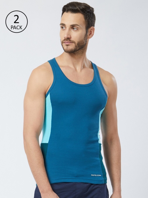 

Fruit of the Loom Men Pack of 2 Intellifresh Innerwear Vests MFV02-A1S2, Teal