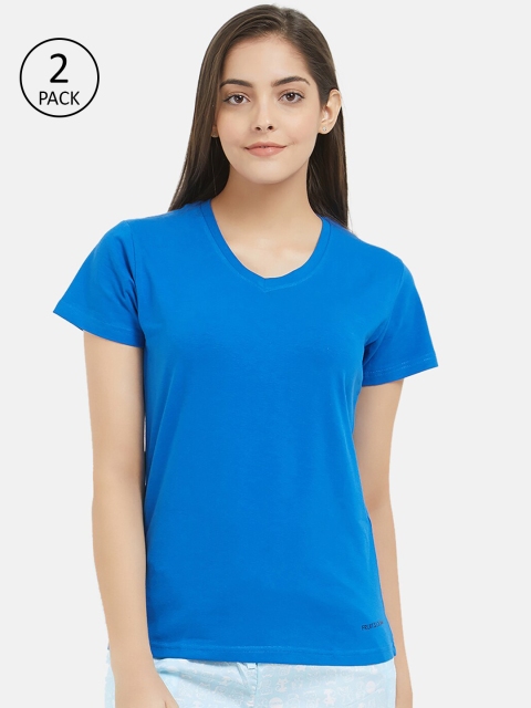 

Fruit of the loom Women Pack of 2 Solid Intellifresh Lounge T-shirts, Blue
