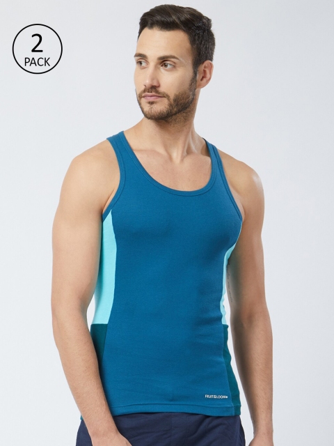 

Fruit of the Loom Men Pack of 2 Intellifresh Innerwear Vests MFV02-A1S2, Teal