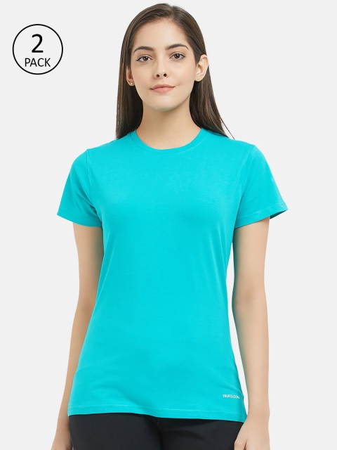 

Fruit of the loom Women Pack of 2 Solid Intellifresh Lounge T-shirts, Sea green