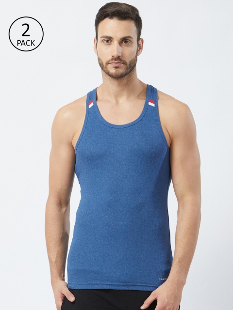 

Fruit of the loom Men Pack of 2 Ribbed Intellifresh Innerwear Vests MFV03-A1S5, Navy blue