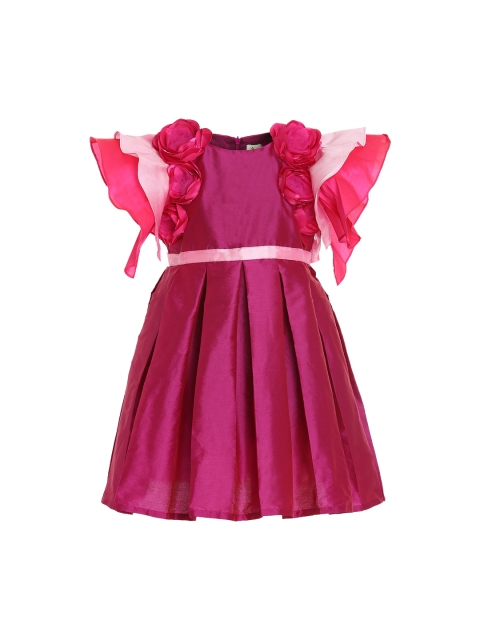 

A Little Fable Girls Burgundy Solid Fit and Flare Dress