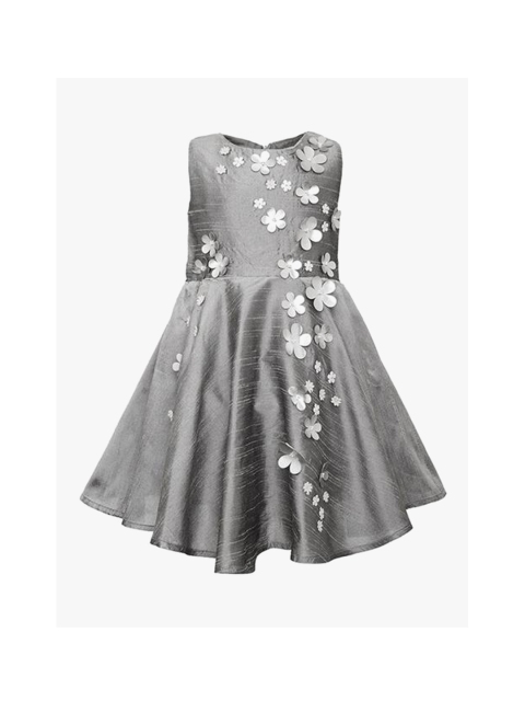 

A Little Fable Girls Grey & Off-White Embellished Fit and Flare Dress