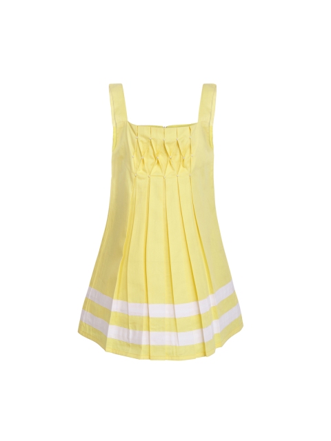 

A Little Fable Girls Yellow Colourblocked A-Line Dress
