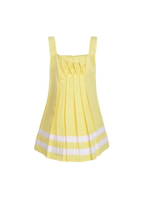 

A Little Fable Girls Yellow Colourblocked A-Line Dress