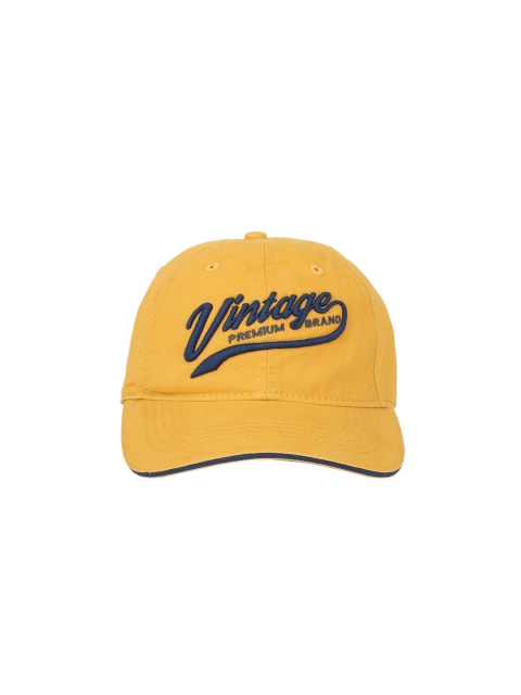 

Peter England Men Mustard Yellow & Navy Blue Embroidered Baseball Cap