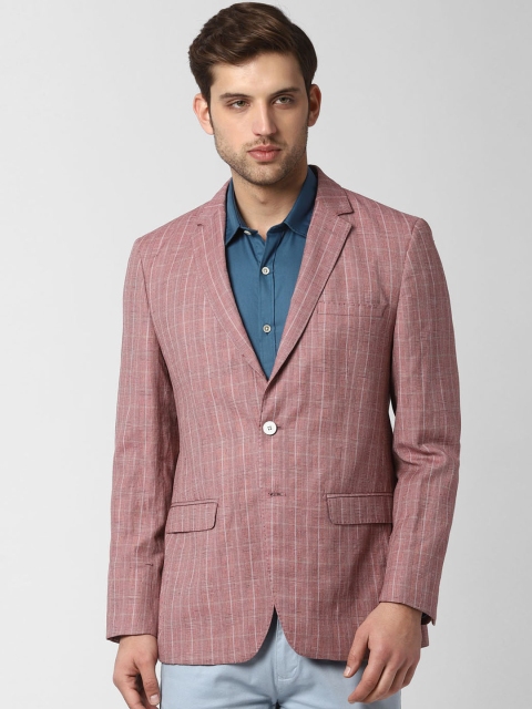 

Peter England Elite Men Pink Checked Single-Breasted Casual Blazer