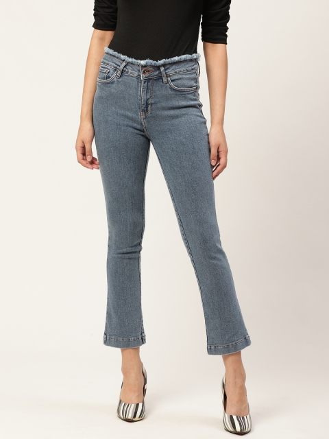 

Xpose Women Blue Bootcut High-Rise Clean Look Stretchable Cropped Jeans