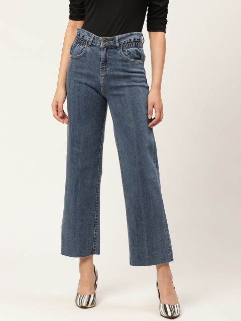 

Xpose Women Blue Wide Leg High-Rise Clean Look Stretchable Flared Jeans