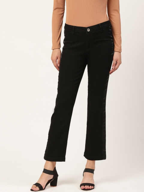 

Xpose Women Black Bootcut High-Rise Clean Look Stretchable Cropped Jeans