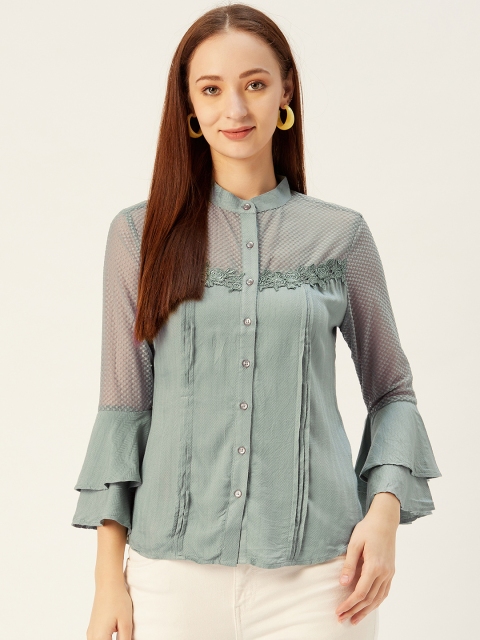 

Xpose Women Green Classic Regular Fit Self Design Casual Shirt