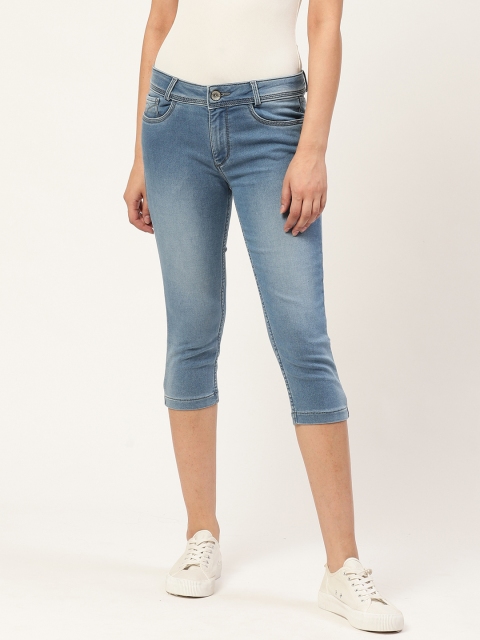 

Xpose Women Blue Washed Skinny Fit Denim Capris