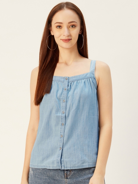 

Xpose Women Blue Denim Solid Top
