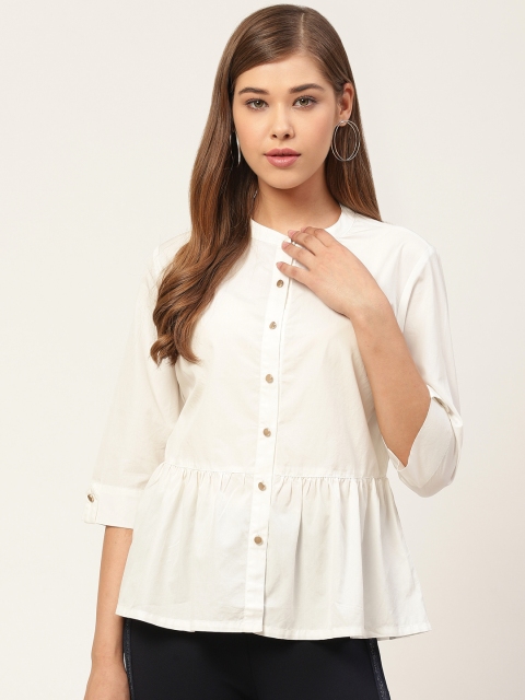 

Xpose Women White Solid Shirt Style Top