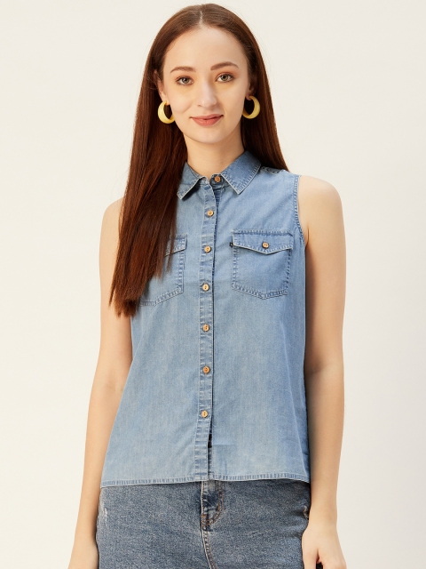 

Xpose Women Blue Regular Fit Solid Casual Shirt