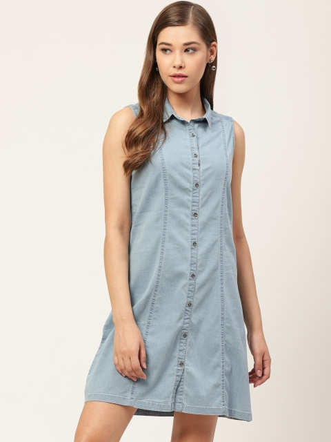 

Xpose Women Blue Denim Solid Shirt Dress