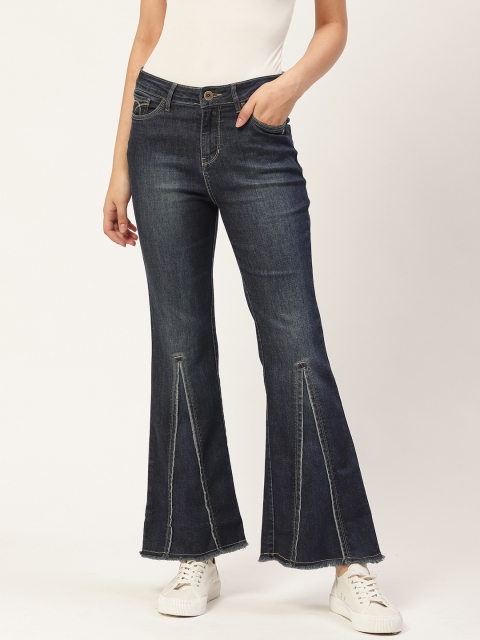 

Xpose Women Navy Blue Flared High-Rise Clean Look Bell Bottom Stretchable Jeans
