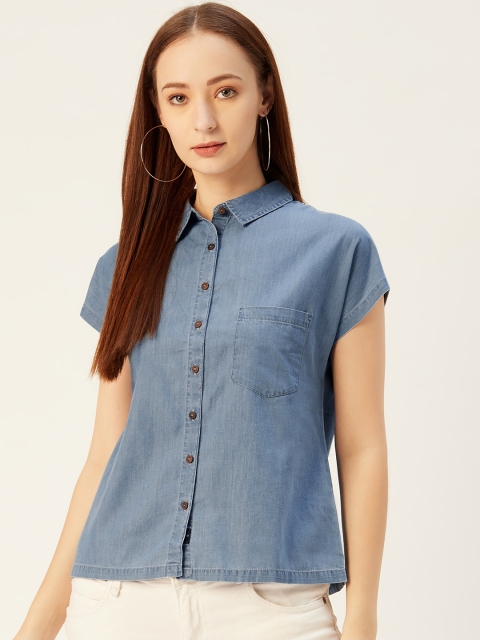 

Xpose Women Blue Solid Regular Fit Casual Shirt