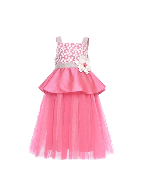 

A Little Fable Girls Pink & White Printed Fit and Flare Dress