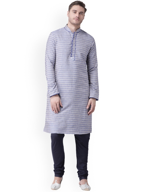 

Chitwan Mohan Men Blue Self Design Kurta with Churidar