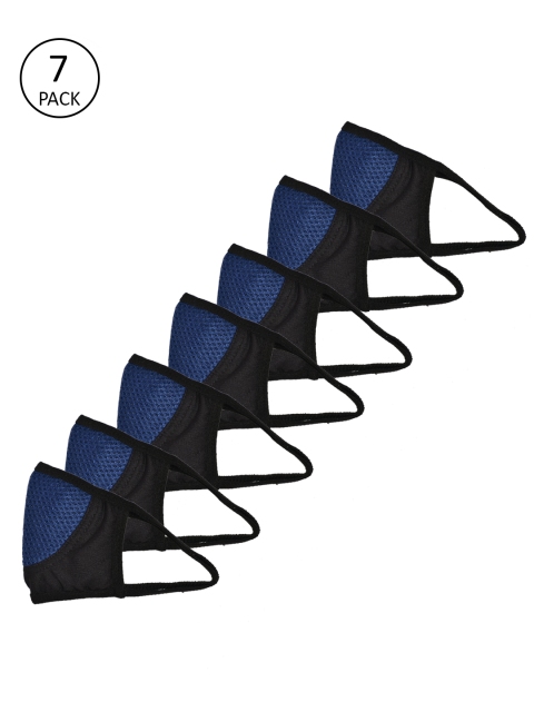 

ABELINO Men Blue & Black Pack of 7 Anti Pollution 3-Layer Reusable Outdoor Masks