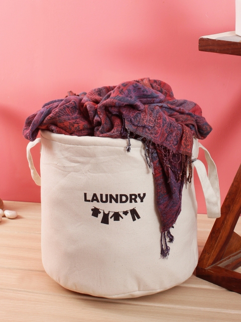 

Rajasthan Decor Off-White Solid Foldable Laundry Bag