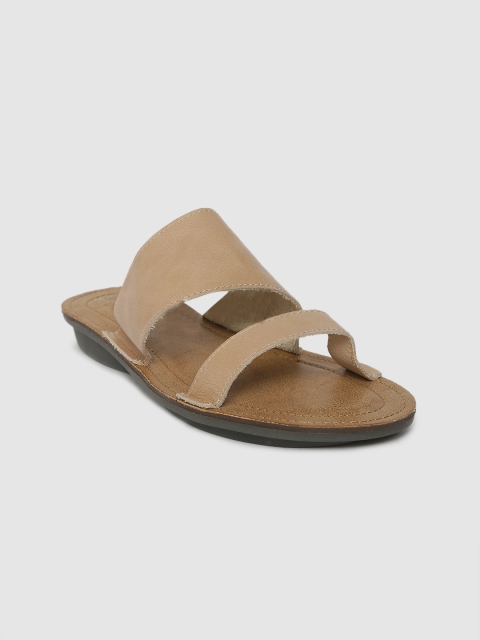 

MERAKI Women Brown Solid Leather Open Toe Flats