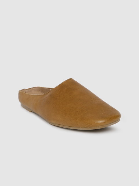 

MERAKI Women Brown Solid Leather Mules