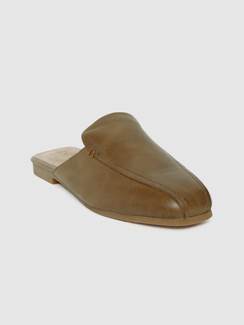 

MERAKI Women Beige Solid Leather Mules