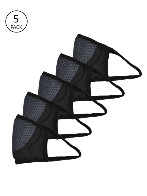 

ABELINO Men Black & Grey Pack of 5 Anti Pollution 3-Layer Reusable Outdoor Masks
