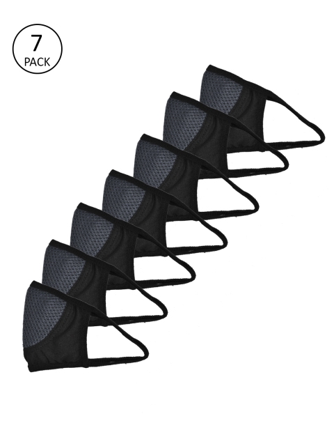 

ABELINO Unisex Pack of 7 Charcoal Grey & Black Colourblocked 3-Ply Outdoor Masks