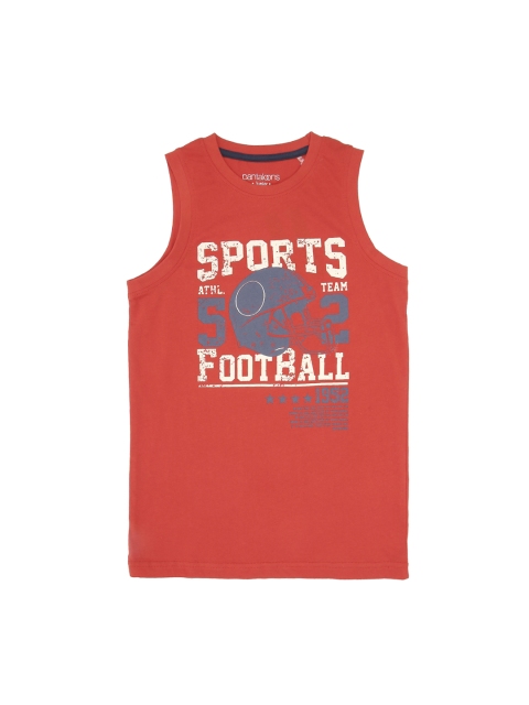 

POPPERS by Pantaloons Boys Red Printed Round Neck Pure Cotton T-shirt